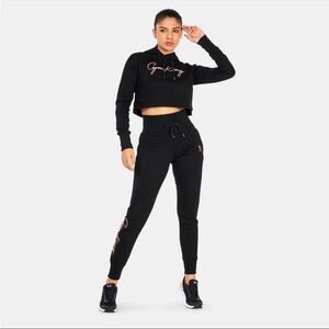 Gym King Sky Script Black Jogger and Hoodie Set